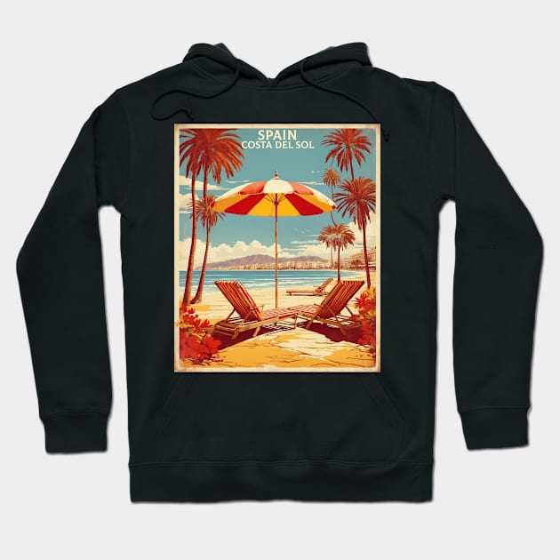 Costa del Sol Beach Spain Travel Tourism Retro Vintage Hoodie by TravelersGems